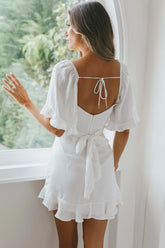 Hand In Mine Ruffle Hem Dress White